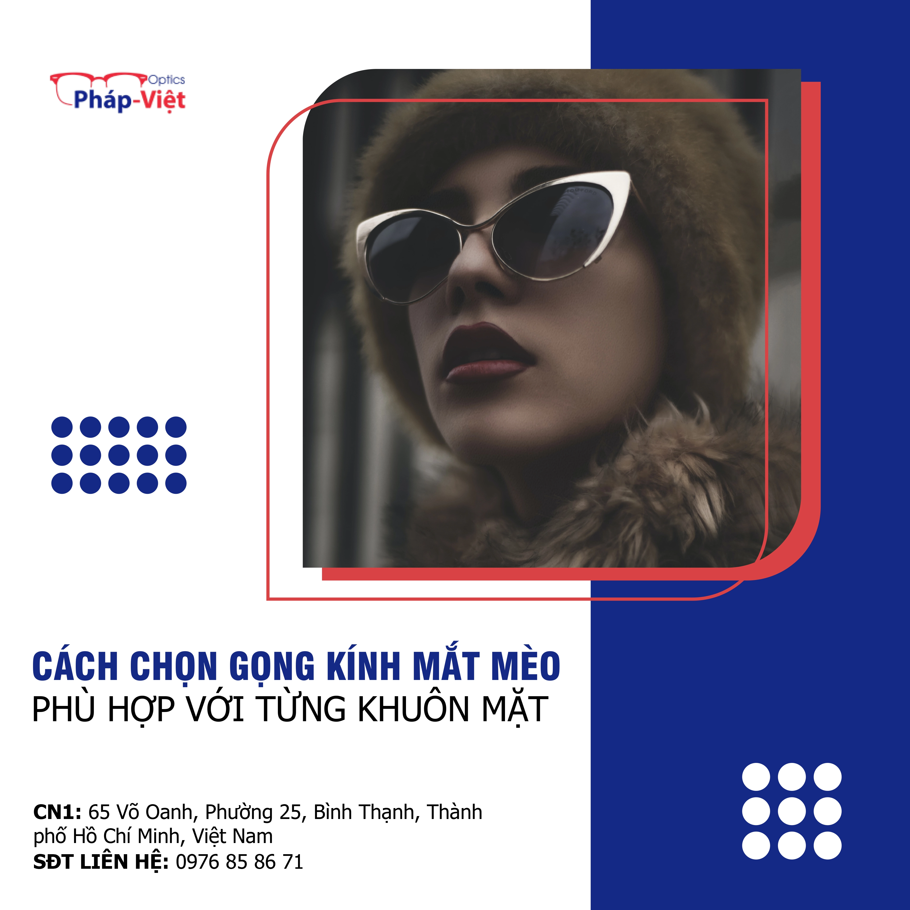 gọng kính mắt mèo sang trọng