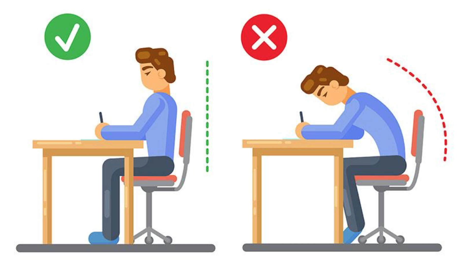 Ngồi học đúng tư thế và khoảng cách từ mắt đến sách là 25 đến 40 cm